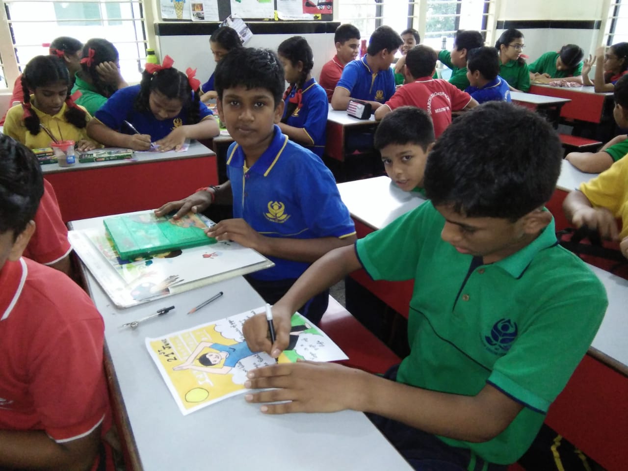 Std.VI participates in a Drawing Competition conducted on the occasion of International Yoga Day