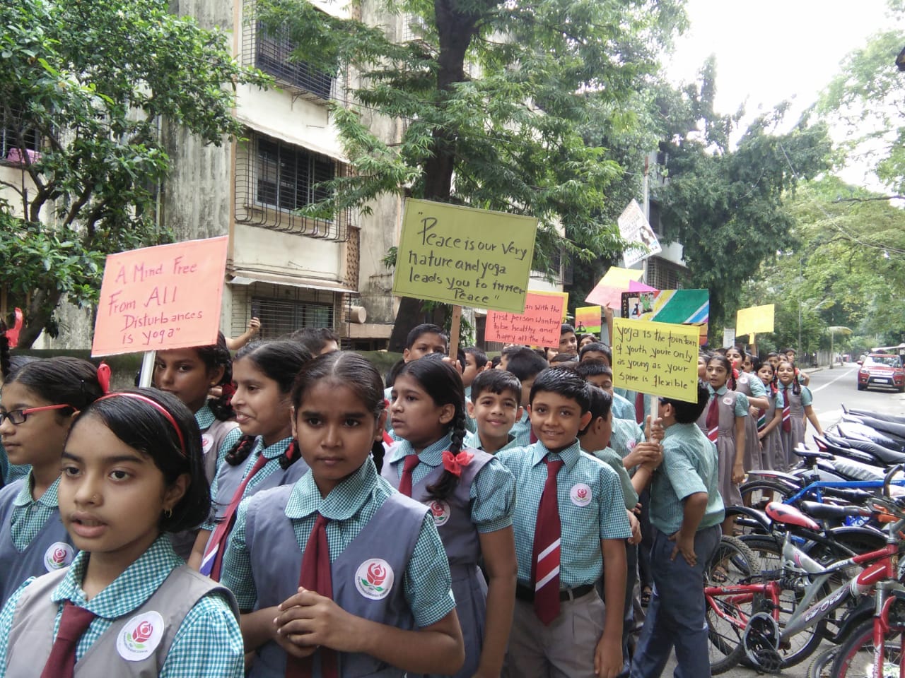 Creating awareness about yoga in the school neighbourhood