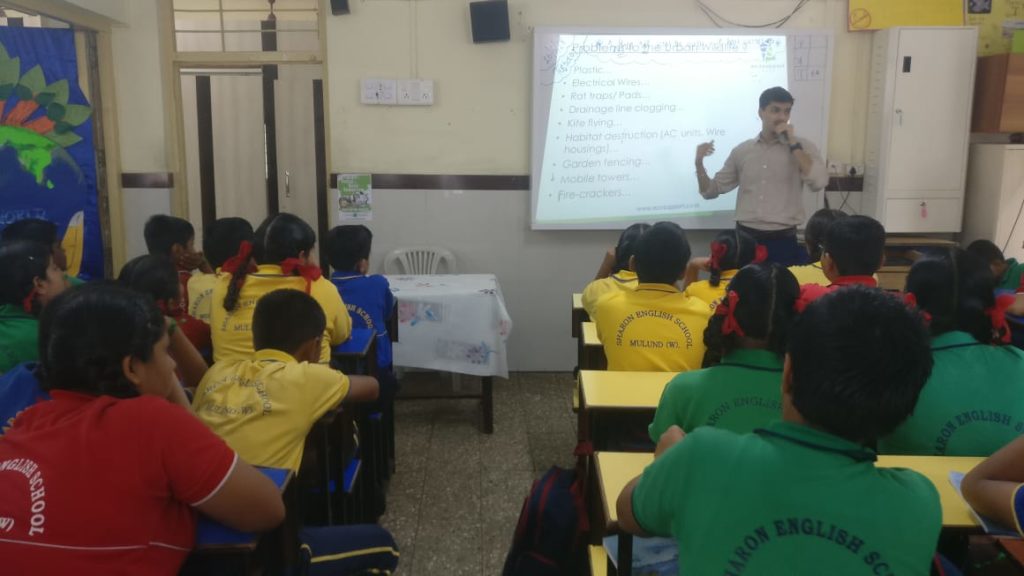 Mr. Chinmay talking to students on waste management