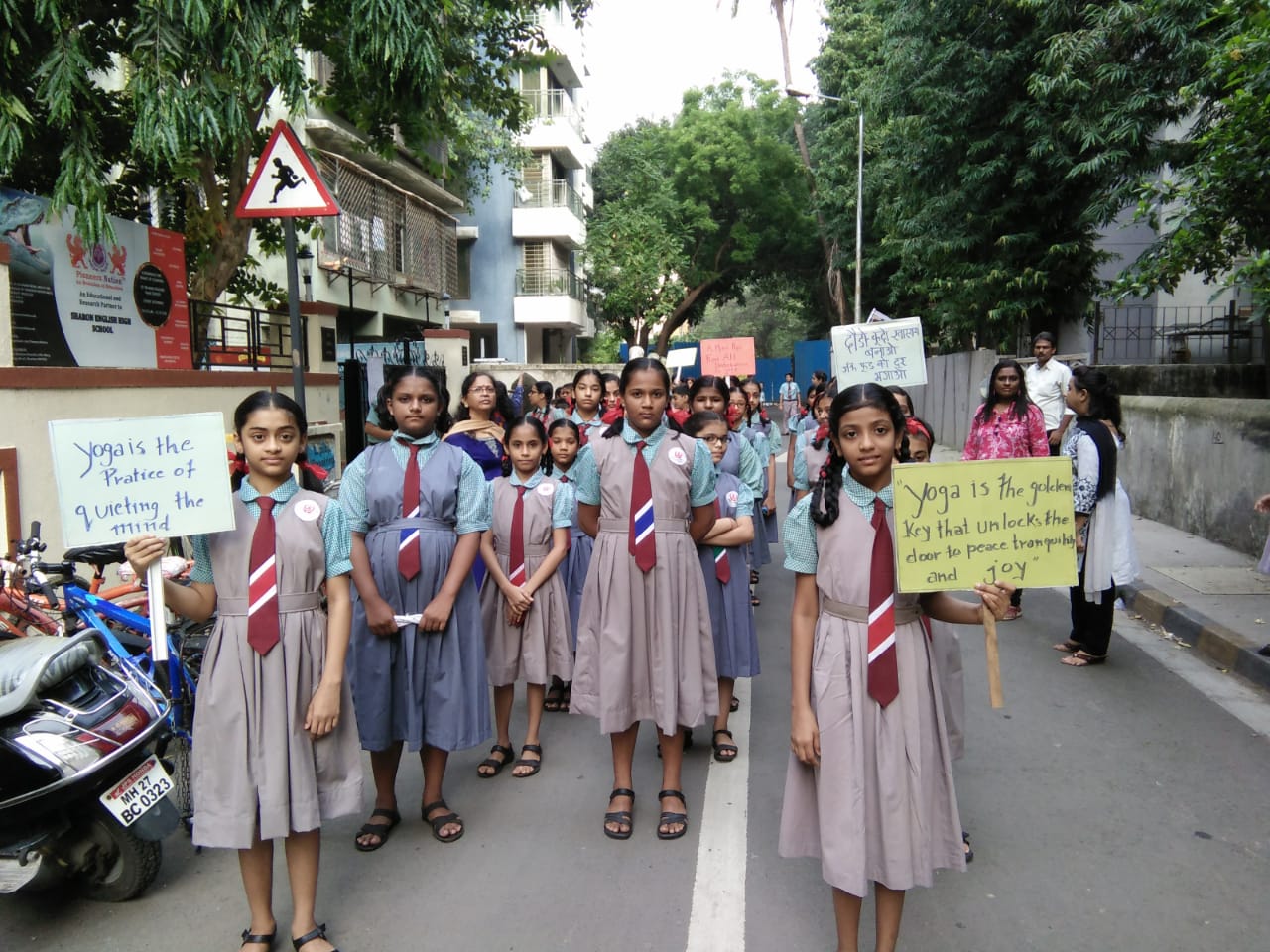 Sharon School Awareness Rally by Std. VIII on International Yoga Day