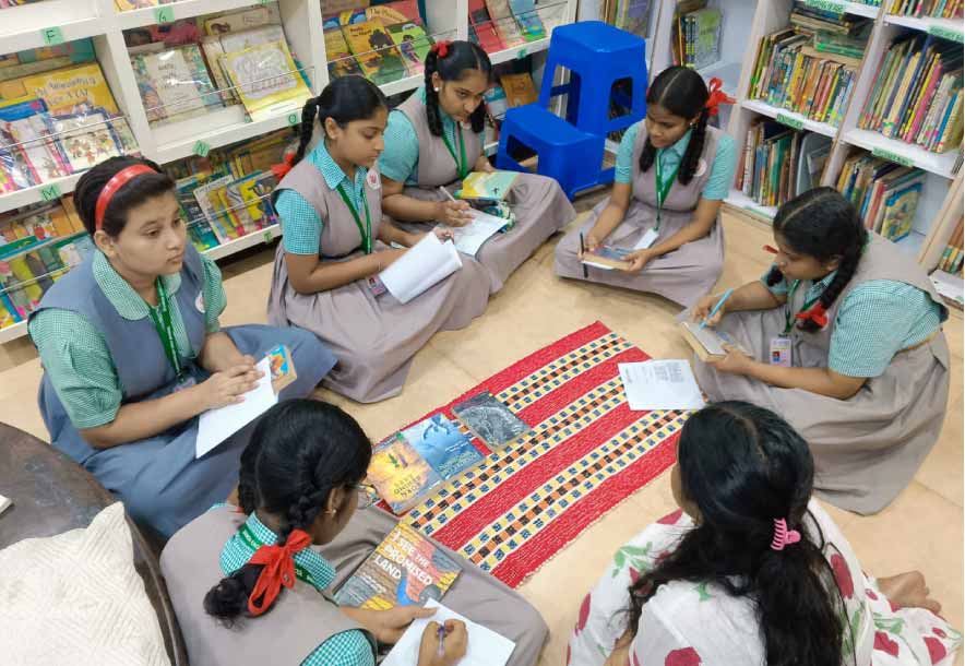Students at Sharon School Library