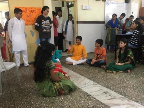 2 Students performing in the Marathi Play event